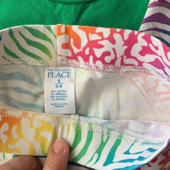 The Children’s Place | Bundle Leggings T shirts Black Yellow Stripes Pink Green - Picture 7 of 11